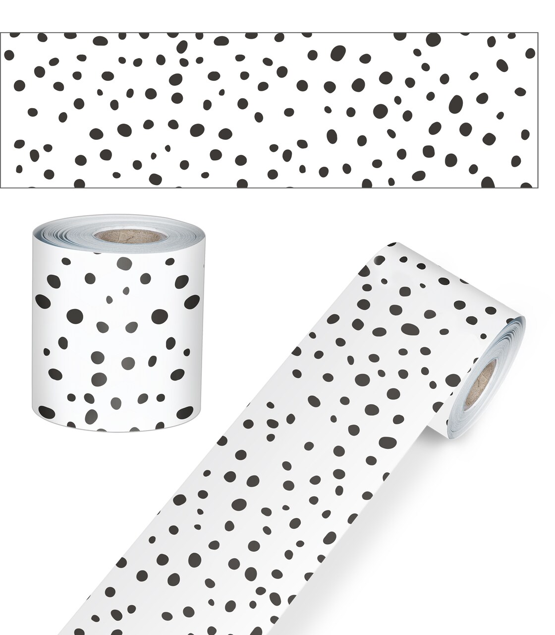Carson Dellosa We Belong 65 Ft Straight Black and White Bulletin Board Borders, Black Dot Classroom Borders for Bulletin Board, White Board, Cork Board, and Classroom Décor, Bulletin Board Trim